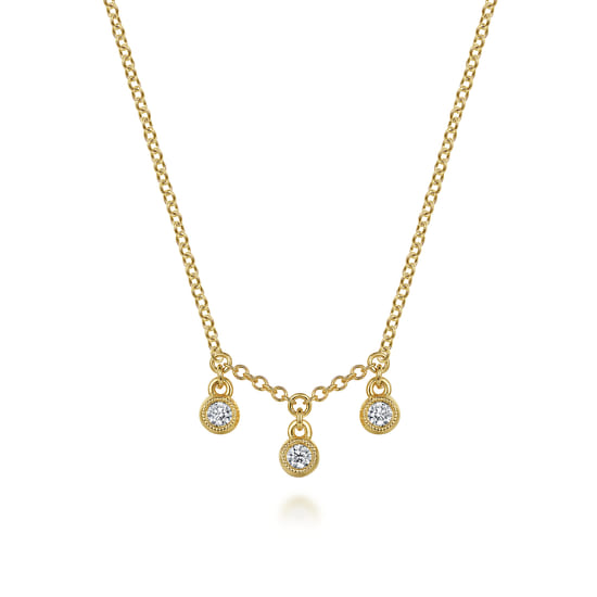 Pendant Necklace Drop 14K Yellow Gold Diamond 0.09ct