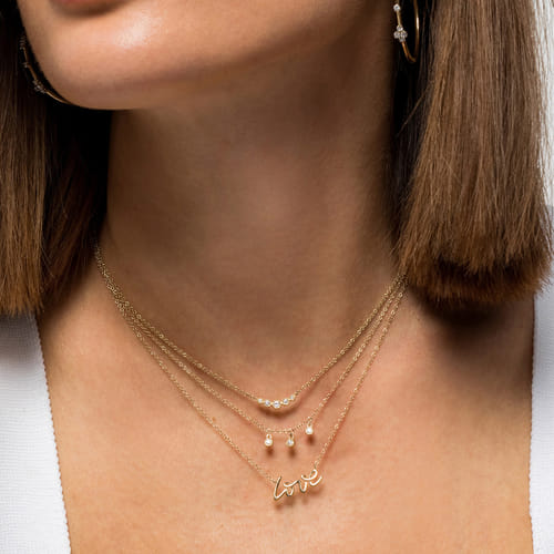 Pendant Necklace Drop 14K Yellow Gold Diamond 0.09ct