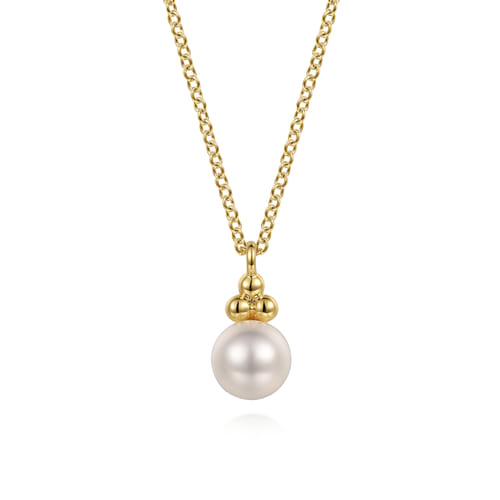 Pendant Necklace Drop 14K Yellow Gold Pearl Bujukan Pendant Necklace Drop 14K Yellow Gold Pearl Bujukan