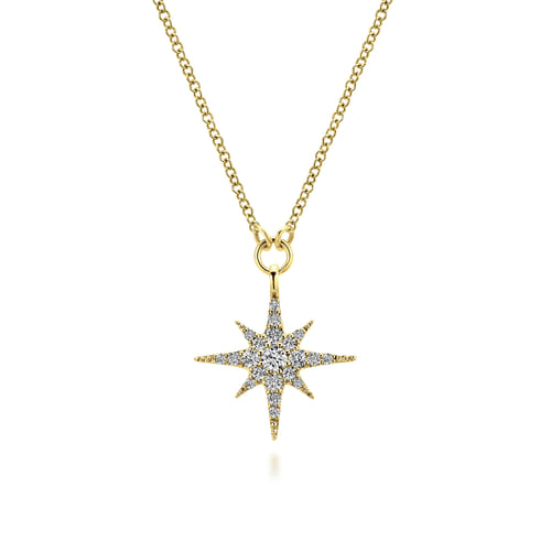 Pendant Necklace Starburst 14K Yellow Gold Diamond 0.25ct Pendant Necklace Starburst 14K Yellow Gold Diamond 0.25ct