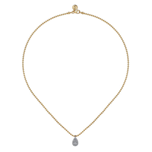 Pendant Necklace Teardrop 14K White and Yellow Gold Diamond 0.25ct Bujukan Pendant Necklace Teardrop 14K White and Yellow Gold Diamond 0.25ct Bujukan