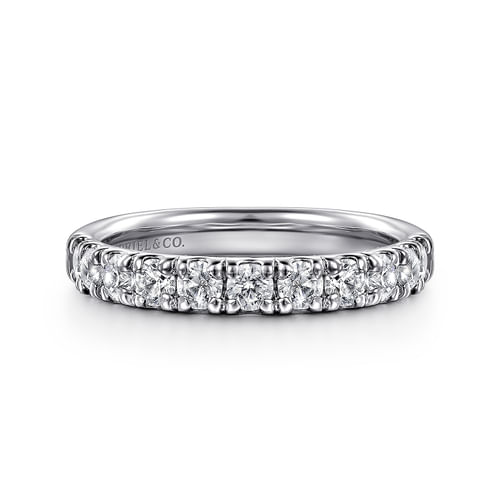 Platinum 11 Stone French Pavé Diamond Wedding Band