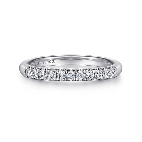 Platinum 11 Stone French Pavé Diamond Wedding Band