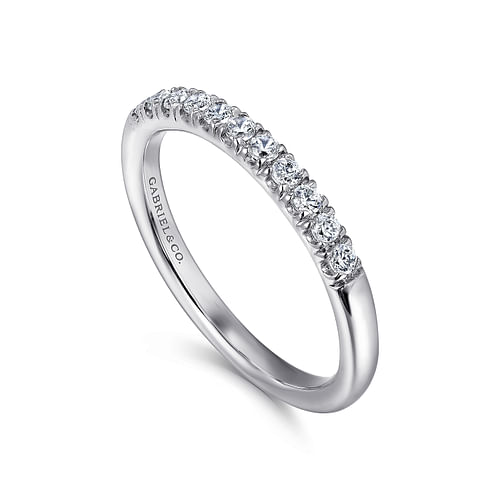 Platinum 11 Stone French Pavé Diamond Wedding Band