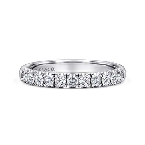 Platinum 11 Stone French Pavé Diamond Wedding Band