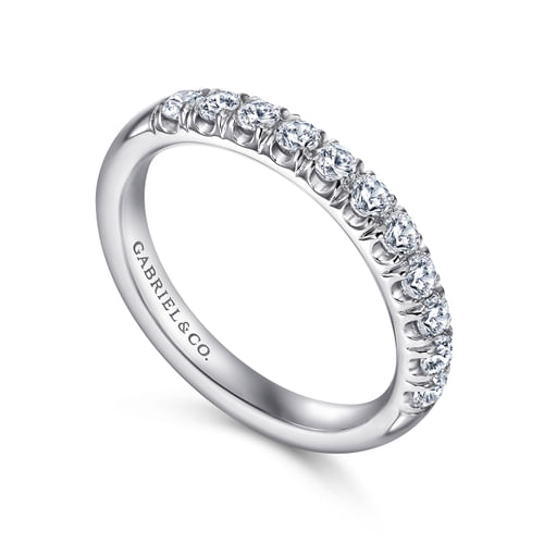 Platinum 11 Stone French Pavé Diamond Wedding Band