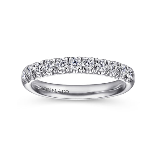 Platinum 11 Stone French Pavé Diamond Wedding Band