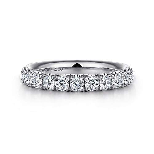 Platinum 11 Stone French Pavé Diamond Wedding Band