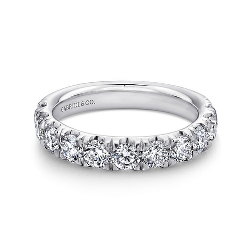 Platinum 11 Stone French Pavé Set Diamond Wedding Band