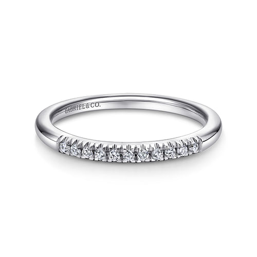 Platinum 11 Stone French Pavé Set Diamond Wedding Band