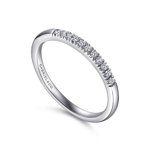 Platinum 11 Stone French Pavé Set Diamond Wedding Band