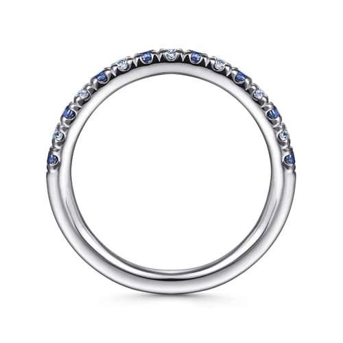 Platinum 15 Stone Diamond and Sapphire Anniversary Band