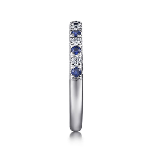 Platinum 15 Stone Diamond and Sapphire Anniversary Band
