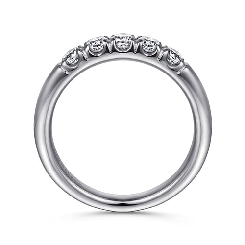 Platinum 5 Stone French Pavé Diamond Wedding Band