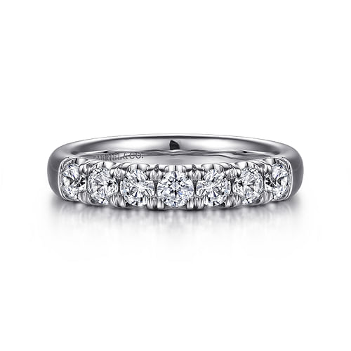 Platinum 7 Stone French Pavé Diamond Wedding Band