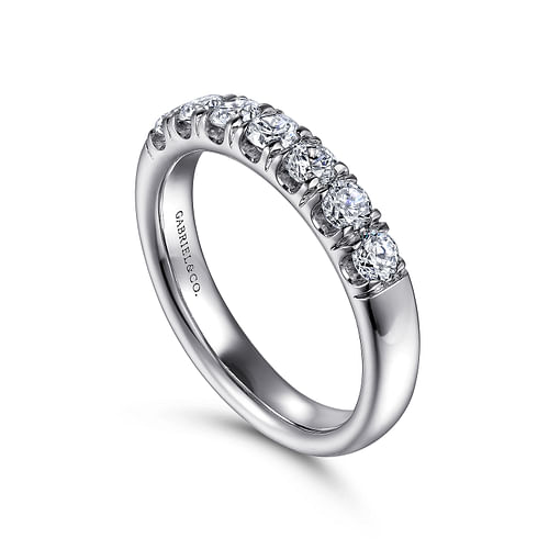 Platinum 7 Stone French Pavé Diamond Wedding Band