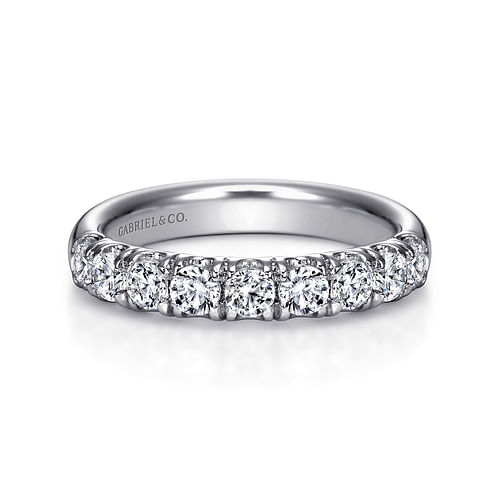 Platinum 9 Stone French Pavé Diamond Wedding Band