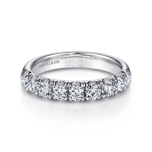 Platinum 9 Stone French Pavé Diamond Wedding Band