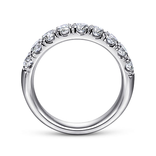 Platinum 9 Stone French Pavé Diamond Wedding Band