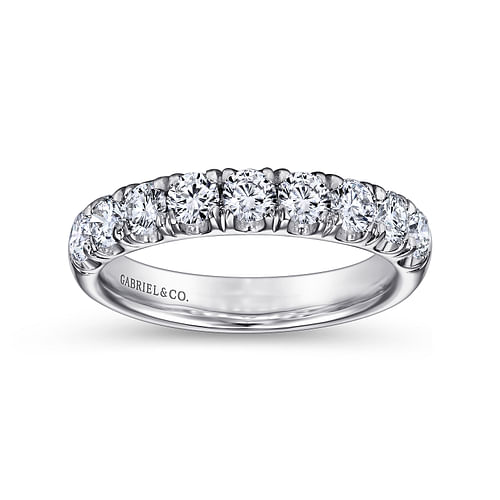 Platinum 9 Stone French Pavé Diamond Wedding Band