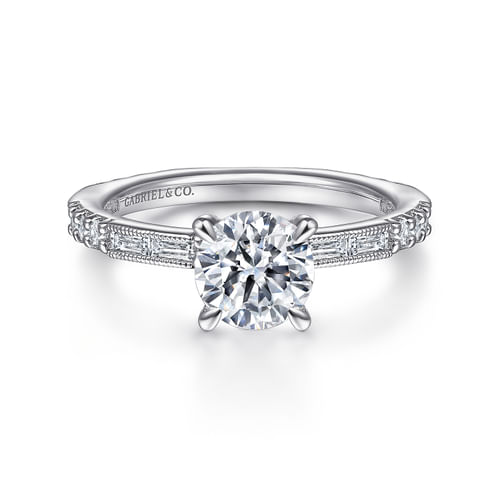 Platinum Art Deco Round Diamond Channel Set Engagement Ring