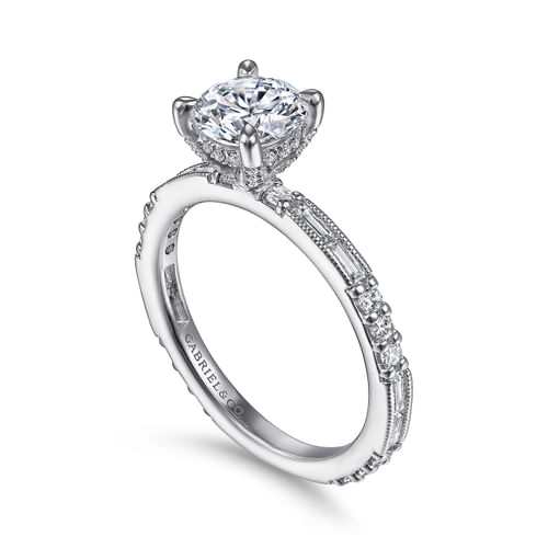 Platinum Art Deco Round Diamond Channel Set Engagement Ring