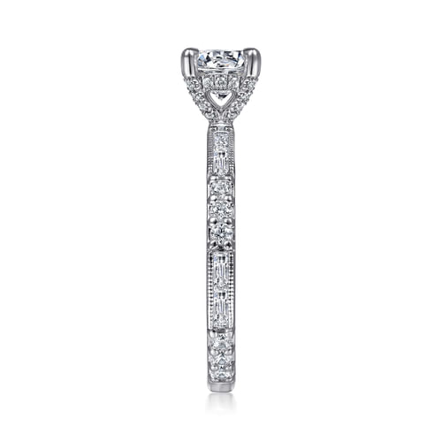 Platinum Art Deco Round Diamond Channel Set Engagement Ring