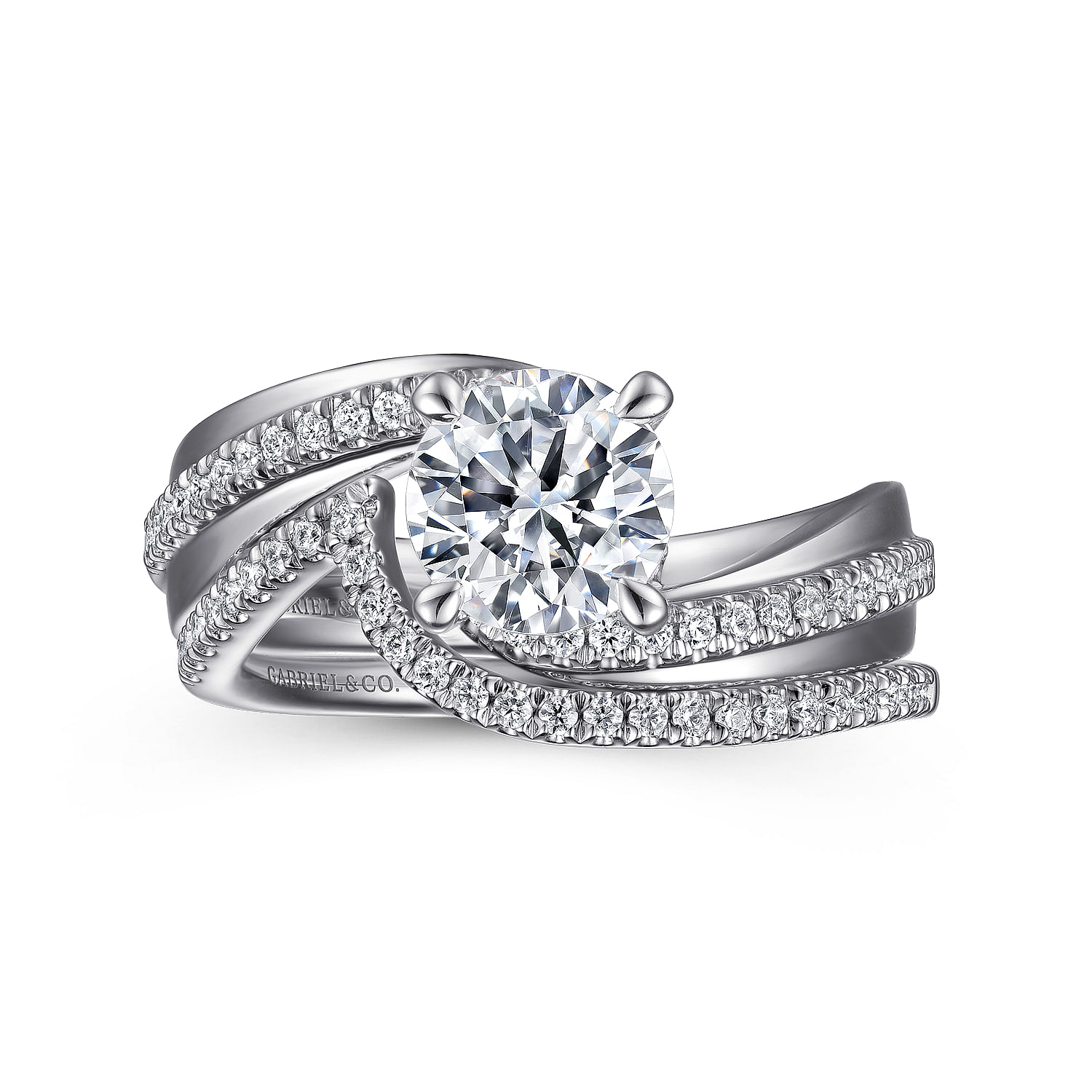 Platinum Bypass Round Diamond Engagement Ring