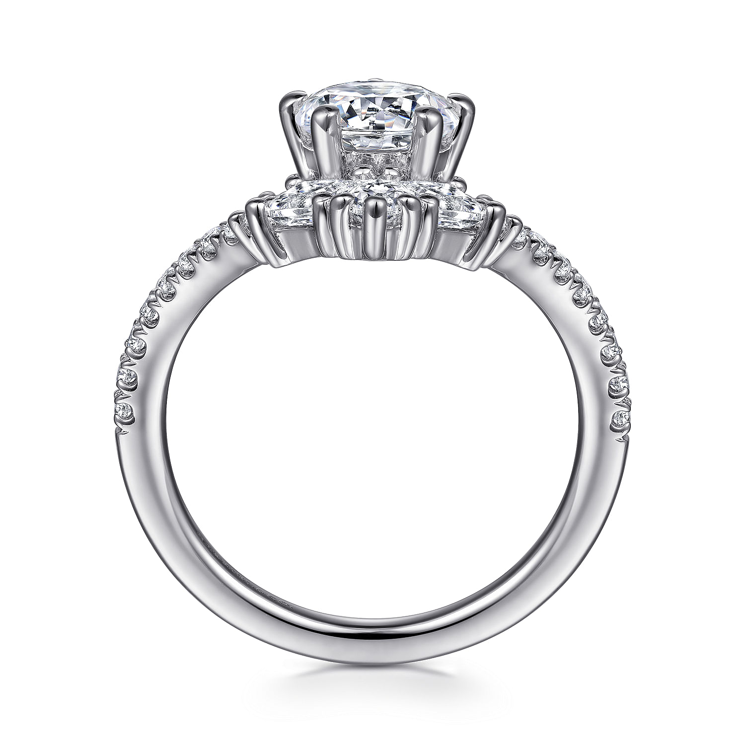 Platinum Chevron Round Diamond Engagement Ring