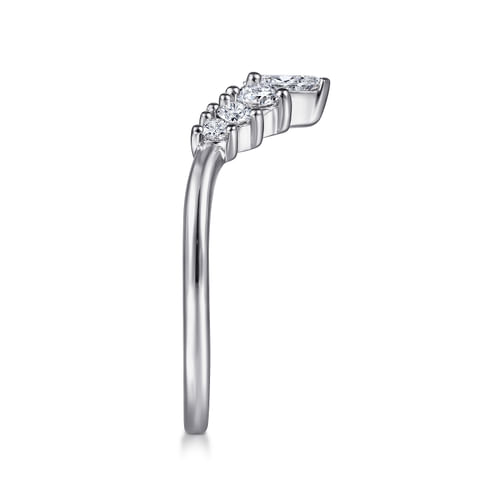 Platinum Curved Pear Shape and RoundDiamond Anniversary Band