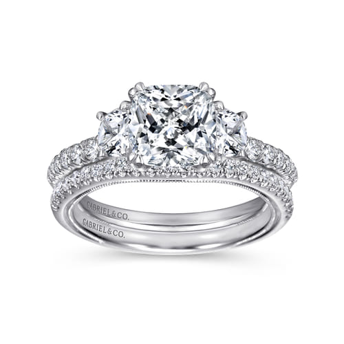 Platinum Cushion Cut Three Stone Diamond Engagement Ring Platinum Cushion Cut Three Stone Diamond Engagement Ring
