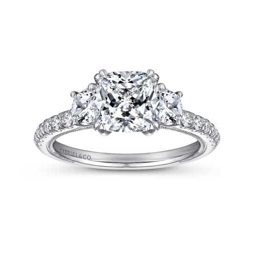 Platinum Cushion Cut Three Stone Diamond Engagement Ring Platinum Cushion Cut Three Stone Diamond Engagement Ring