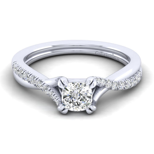 Platinum Cushion Cut Twisted Diamond Engagement Ring