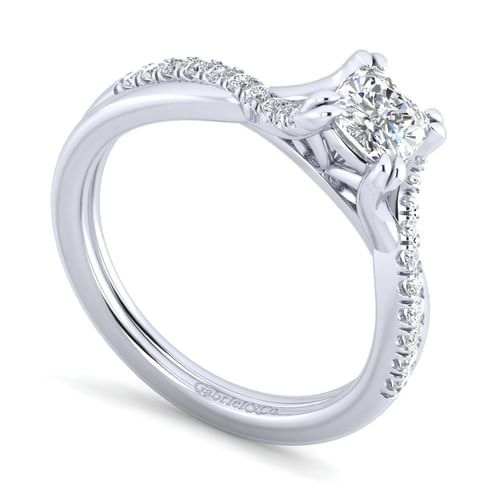 Platinum Cushion Cut Twisted Diamond Engagement Ring