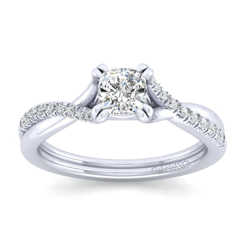 Platinum Cushion Cut Twisted Diamond Engagement Ring