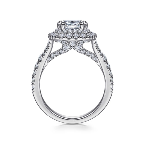 Platinum Cushion Double Halo Diamond Engagement Ring