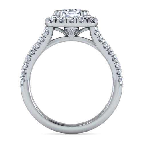 Platinum Cushion Halo Diamond Engagement Ring
