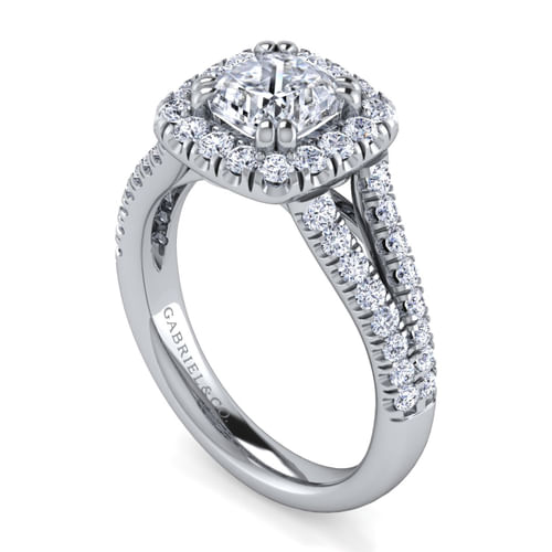 Platinum Cushion Halo Diamond Engagement Ring