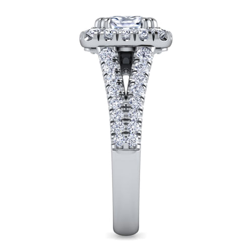 Platinum Cushion Halo Diamond Engagement Ring