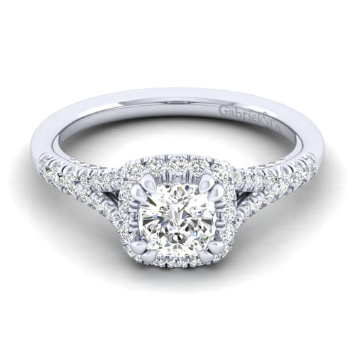 Platinum Cushion Halo Diamond Engagement Ring