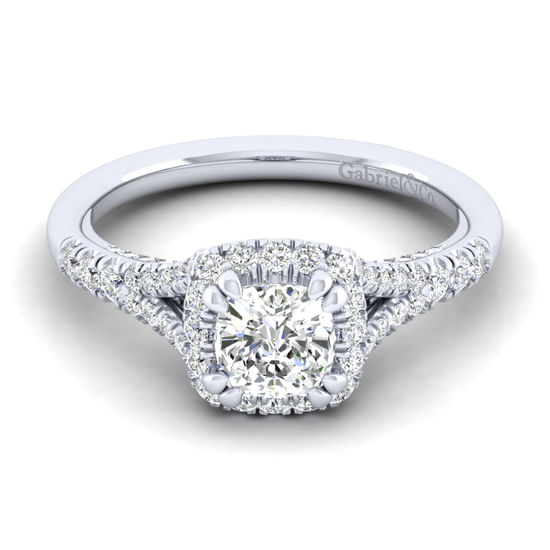 Gabriel - Platinum Cushion Halo Diamond Engagement Ring