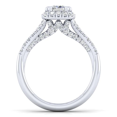 Platinum Cushion Halo Diamond Engagement Ring