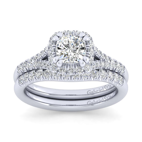 Platinum Cushion Halo Diamond Engagement Ring