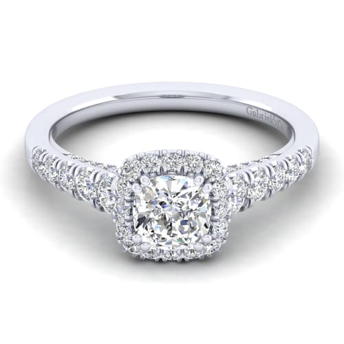 Platinum Cushion Halo Diamond Engagement Ring
