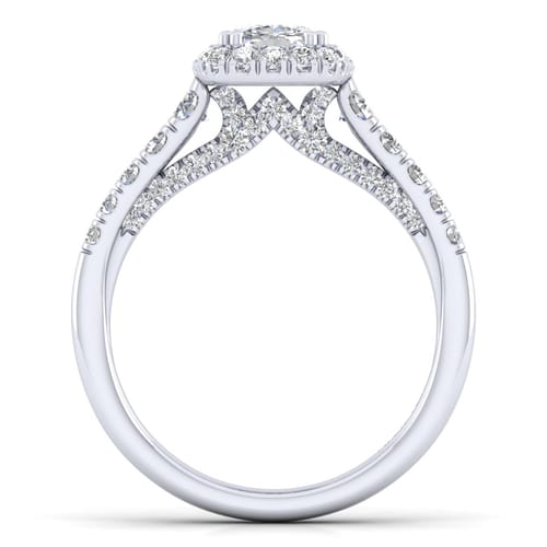 Platinum Cushion Halo Diamond Engagement Ring