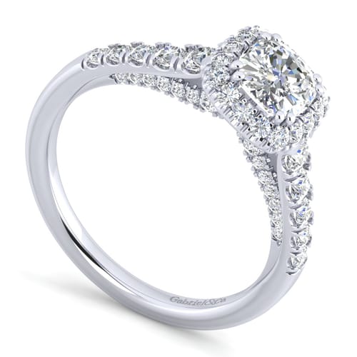 Platinum Cushion Halo Diamond Engagement Ring