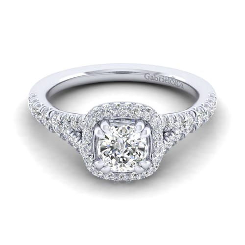 Platinum Cushion Halo Diamond Engagement Ring