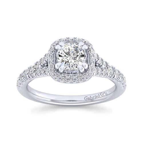 Platinum Cushion Halo Diamond Engagement Ring