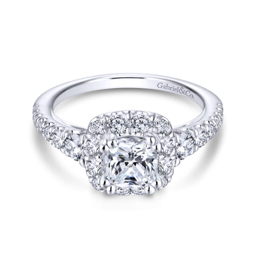 Platinum Cushion Halo Diamond Engagement Ring