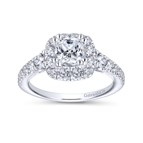 Platinum Cushion Halo Diamond Engagement Ring